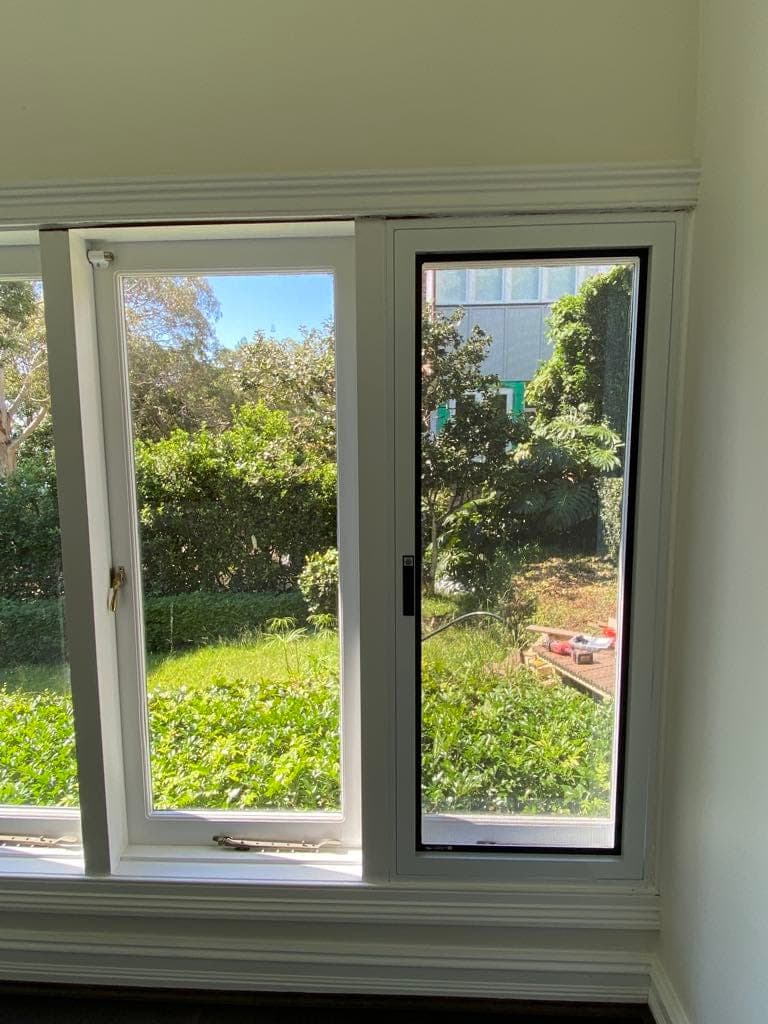 Hinged window screen — install 8