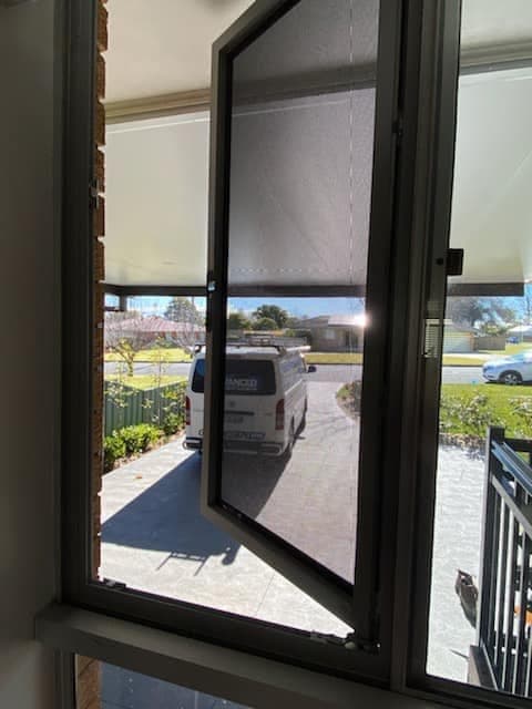 Hinged window screen — install 7