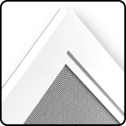 Close-up of a Hinged screen window welded frame corner